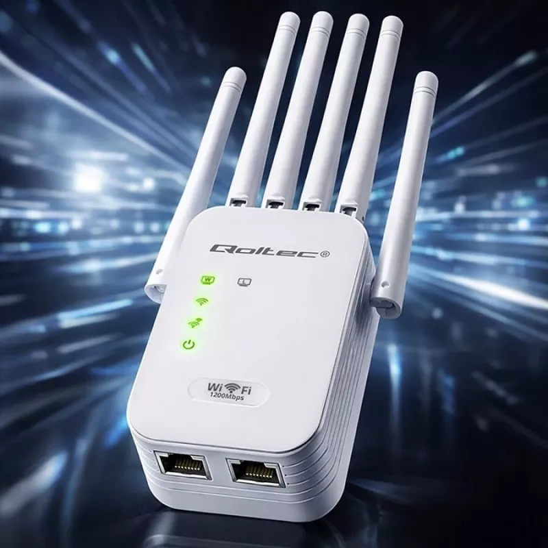 Wi‑Fi Signal Booster QOLTEC AC1200 – QOLTEC AC1200 dual‑band signal amplifier