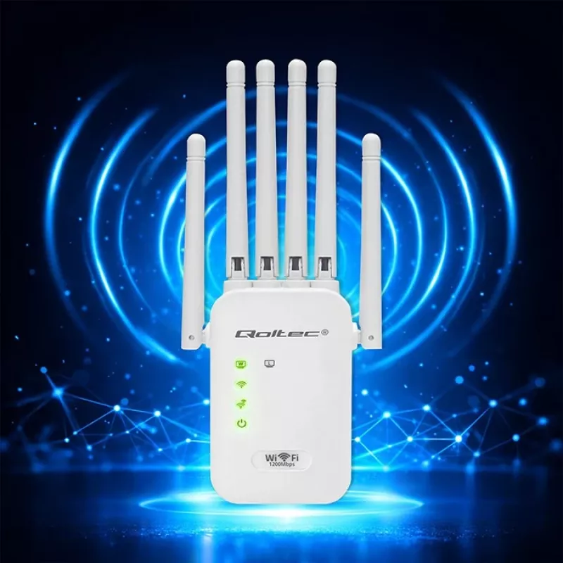 Wi‑Fi Signal Booster QOLTEC AC1200 – QOLTEC AC1200 dual‑band signal amplifier