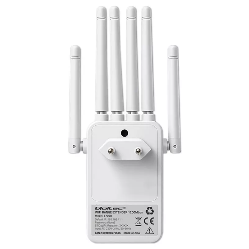 Wi‑Fi Signal Booster QOLTEC AC1200 – QOLTEC AC1200 dual‑band signal amplifier