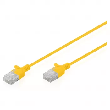 Patch cable DIGITUS CAT6 U-UTP Slim 0.3 m, yellow