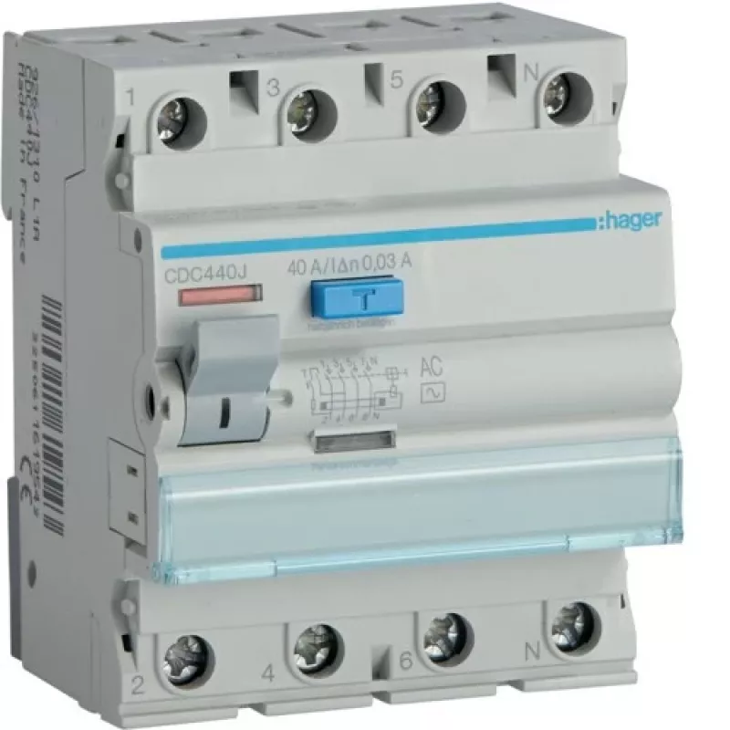 Residual Current Relay Hager CD441J 30 mA 4×40 A AC