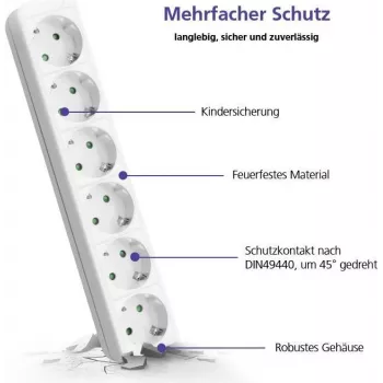 Power strip helos CLASSIC 6-socket 5.0 m cable without switch