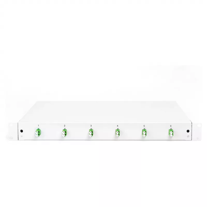 Fiber optic splice box DIGITUS DN-96330/9APC 1U, equipped with 6x LC-APC DX, OS2, polymer/steel, light grey
