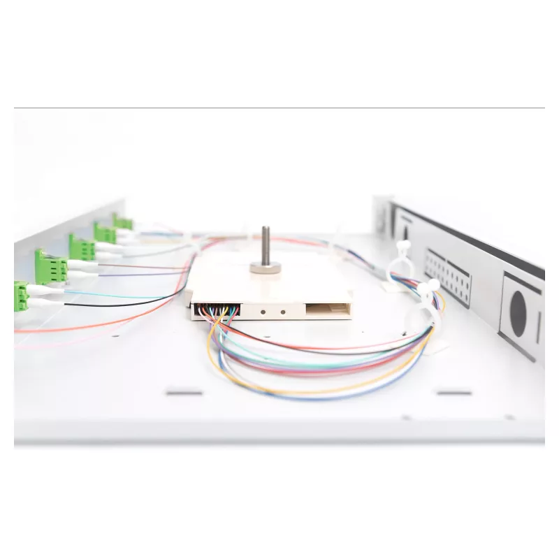Fiber optic splice box DIGITUS DN-96330/9APC 1U, equipped with 6x LC-APC DX, OS2, polymer/steel, light grey