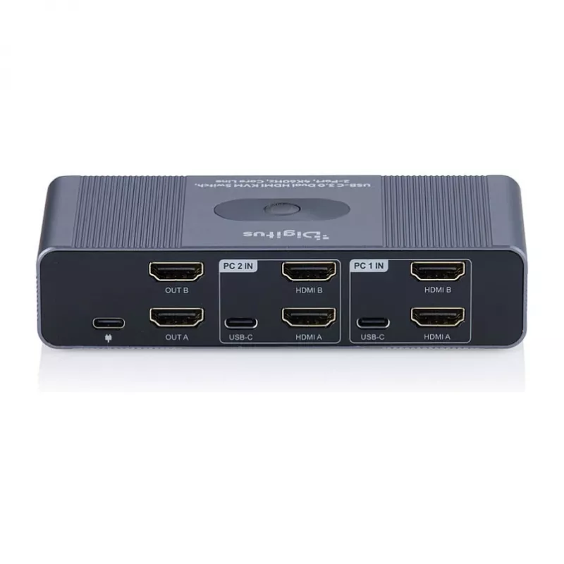 KVM Switch DIGITUS DS-12856 USB-C/USB-A 2‑port Dual HDMI 4K60Hz (USB 3.2 Gen 1)