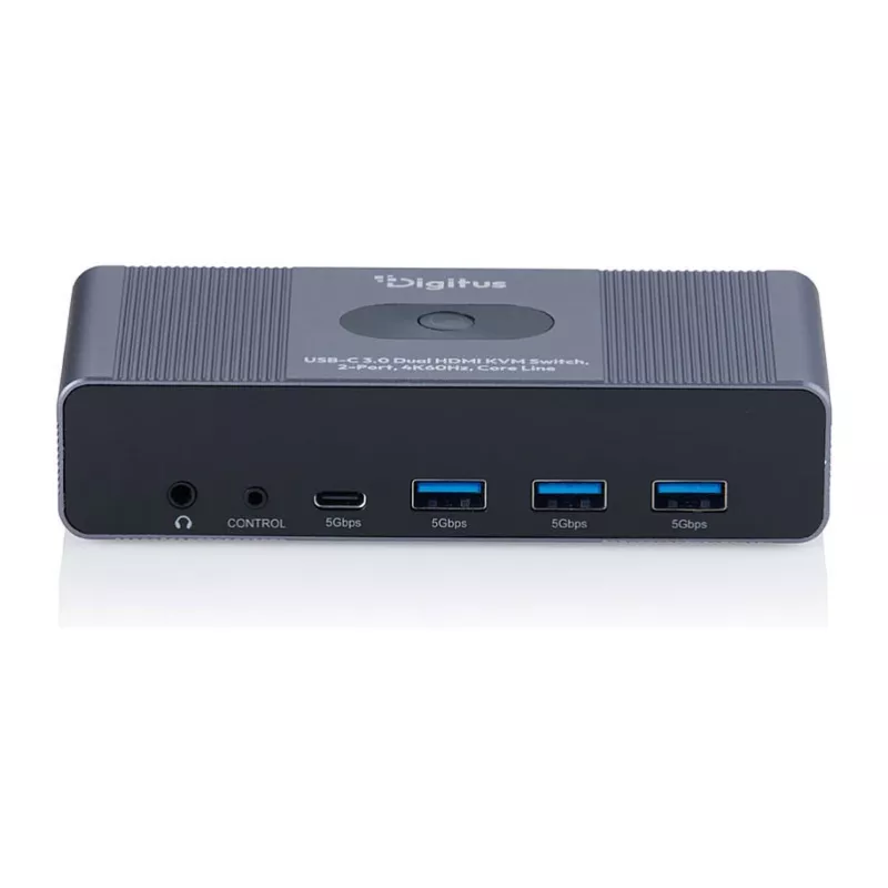 KVM Switch DIGITUS DS-12856 USB-C/USB-A 2‑port Dual HDMI 4K60Hz (USB 3.2 Gen 1)