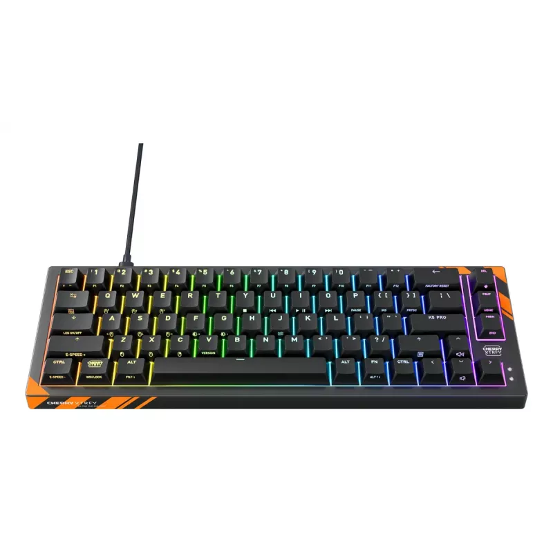 Mechanical Gaming Keyboard Cherry K5 Pro TMR Compact — 65% QWERTY US, Wired USB, RGB, Black/Orange