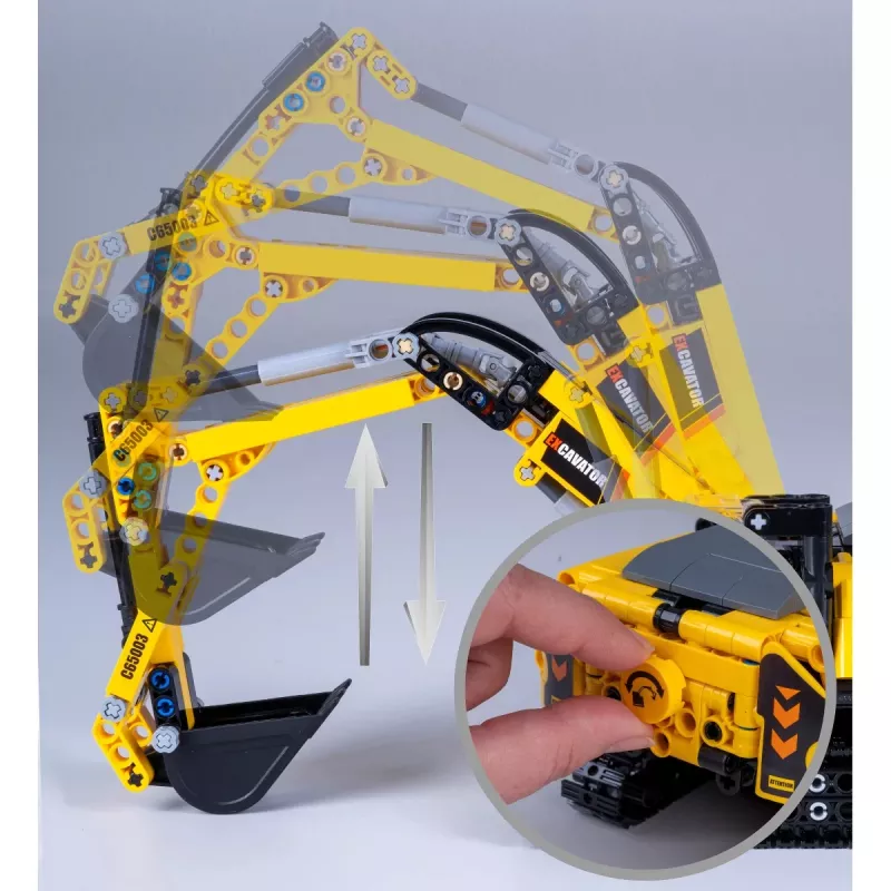 Excavator model Jamara CaDA Excavator Bricks, recommended age 8+, weight 0.36 kg, black/yellow