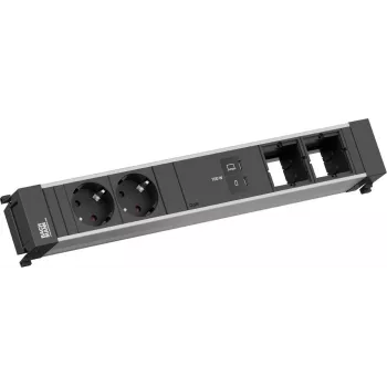 Power frame power strip Bachmann BM0023845 with 2x CEE7/3 sockets, 1x USB-C (100W), 2x connector modules, 0.2 m cable