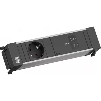 Power Frame power outlet module Bachmann BM0023854 with 1x CEE7/3 socket and 1x USB‑C to USB‑C 100W cable, L=0.2m