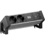 Bachmann DESK2 ALU Black Desk Connection Strip 2x CEE7/3 1x USB-C/C 45W black RAL9005