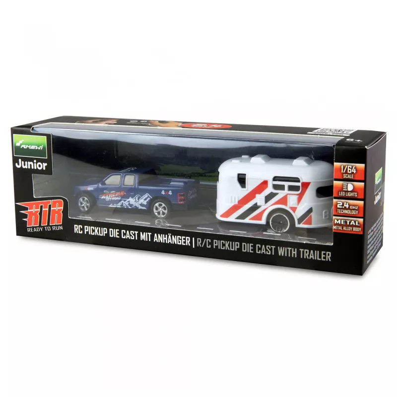 RC pickup Amewi 22680 1:64 scale RTR with trailer, blue