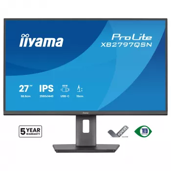 Computer monitor IIYAMA ProLite XB2797QSN-B1 27 inch 2560x1440 Quad HD LCD IPS, matt, USB 3.2 hub, speakers, height adjustable, VESA