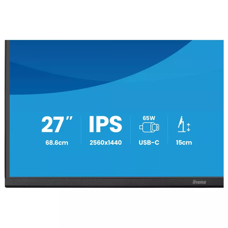 Computer monitor IIYAMA ProLite XB2797QSN-B1 27 inch 2560x1440 Quad HD LCD IPS, matt, USB 3.2 hub, speakers, height adjustable, VESA