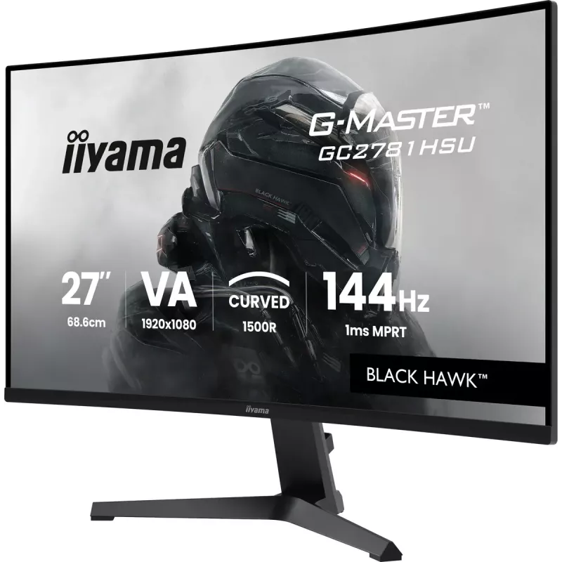 Monitor IIYAMA G-MASTER GC2781HSU-B1 27 inch Curved VA 1920×1080 144 Hz USB Hub Speakers VESA Black