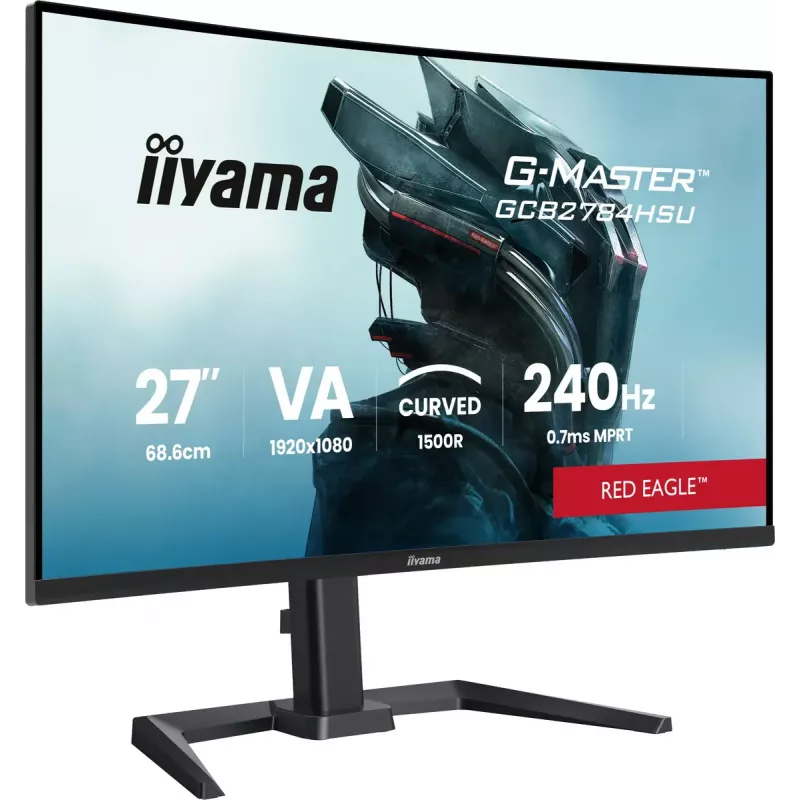 27 inch IIYAMA G-MASTER GCB2784HSU-B1 curved VA gaming monitor 240Hz FHD 1920x1080 USB hub speakers VESA