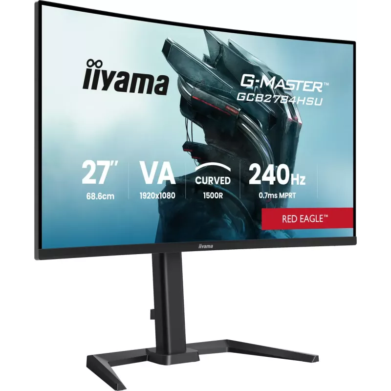 27 inch IIYAMA G-MASTER GCB2784HSU-B1 curved VA gaming monitor 240Hz FHD 1920x1080 USB hub speakers VESA