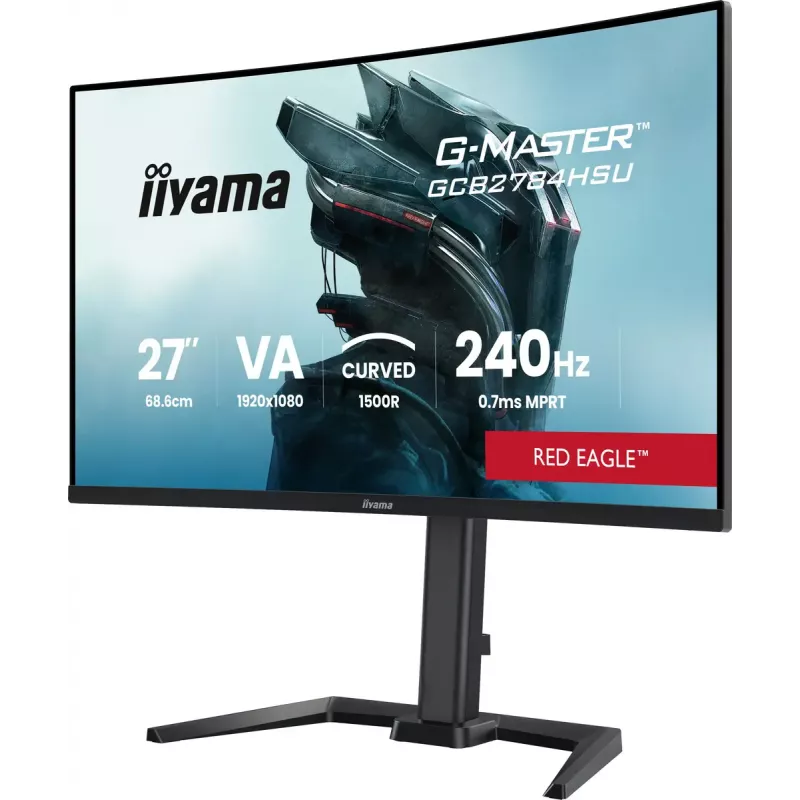 27 inch IIYAMA G-MASTER GCB2784HSU-B1 curved VA gaming monitor 240Hz FHD 1920x1080 USB hub speakers VESA