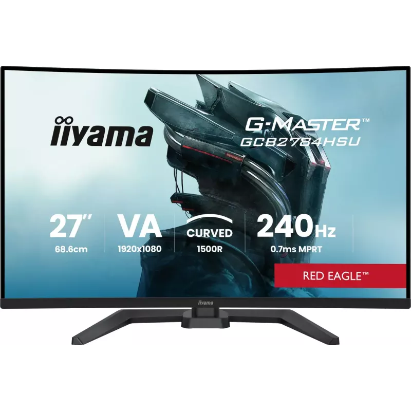 27 inch IIYAMA G-MASTER GCB2784HSU-B1 curved VA gaming monitor 240Hz FHD 1920x1080 USB hub speakers VESA