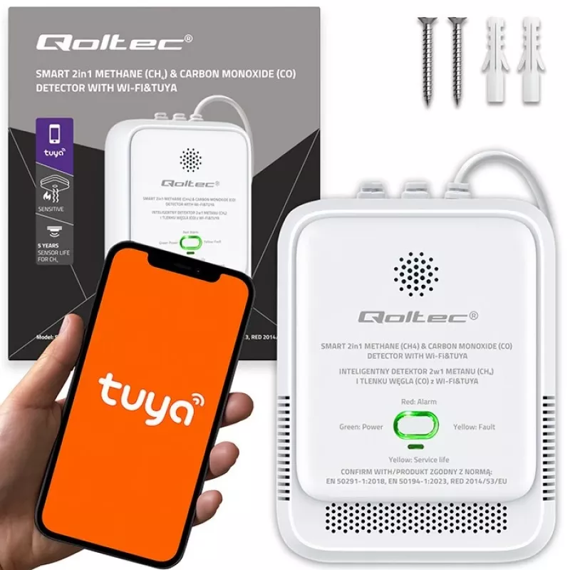 Gas and Carbon Monoxide Leak Detector QOLTEC 52654 — natural gas and CO sensing device