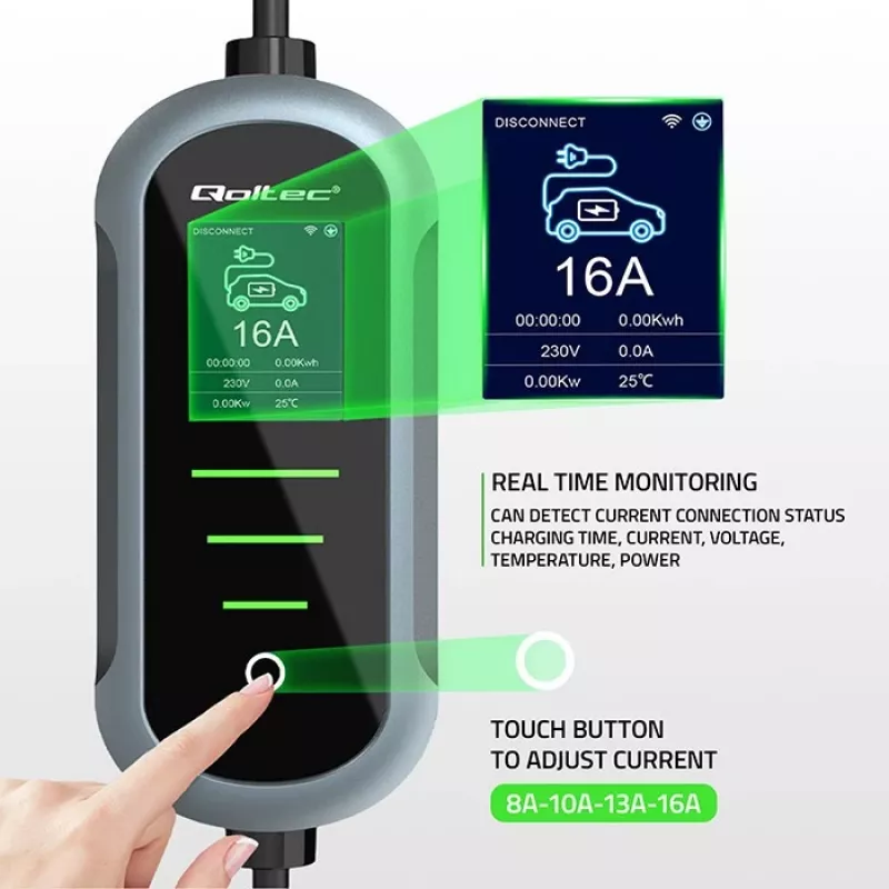Electric car charger QOLTEC 11 kW 400 V CEE 16 A with WiFi