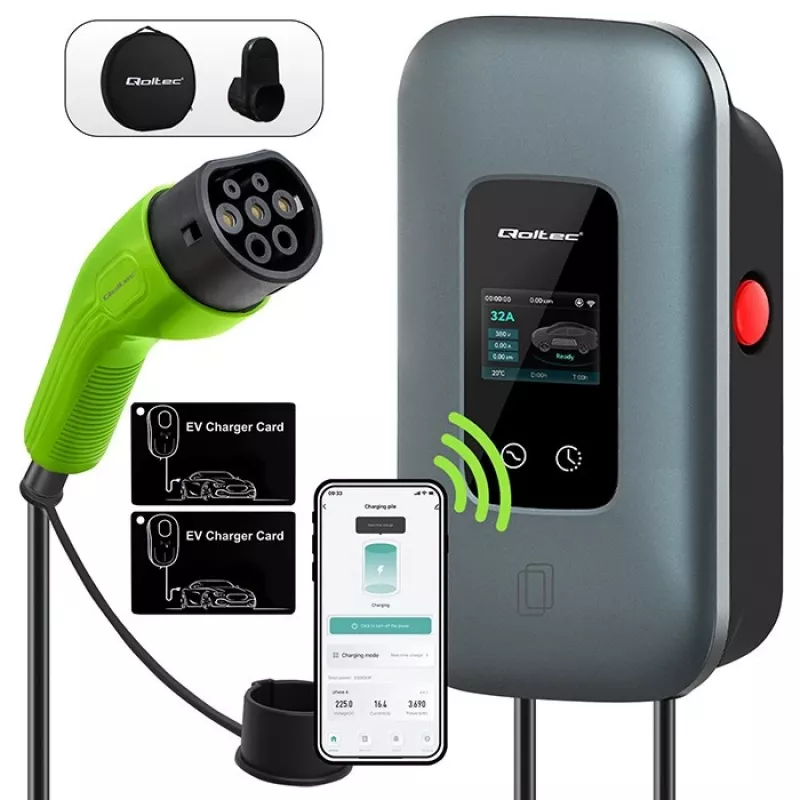 EV charging station QOLTEC 3-phase 22 kW 32 A with WiFi (model 52723)