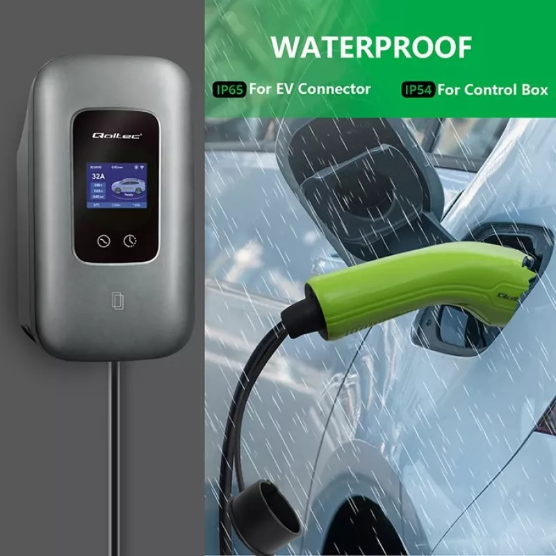 EV charging station QOLTEC 3-phase 22 kW 32 A with WiFi (model 52723)