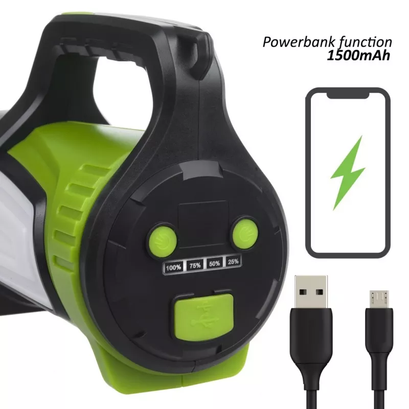 Flashlight MACLEAN MCE345 LED 3-in-1 with powerbank function, 5W XM-L-T6, Cold White 6500K, 3×18650 3.7V 4500mAh