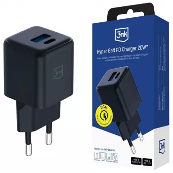 Charger 3MK Hyper GaN 20W QC4+ USB-C fast charger 20 W, GaN, QC4+