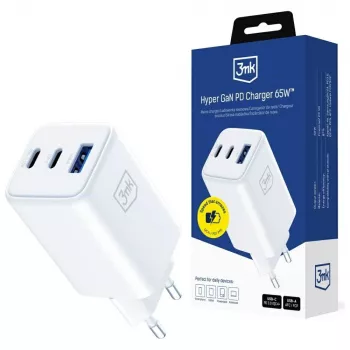 3MK Charger Hyper GaN 65W QC4+ — USB GaN 65W fast charger with QC4+ support
