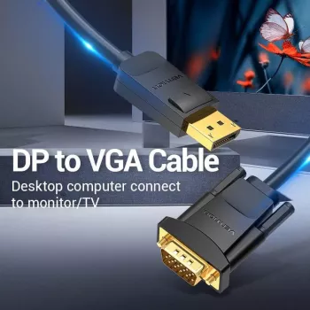 Cable DP to VGA 2M/BLACK Hblbh Vention