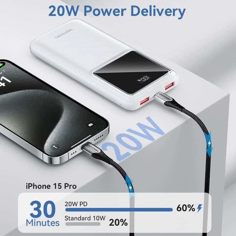 Power Bank USB 10000MAH 22.5W/BLACK FHKB0 Vention