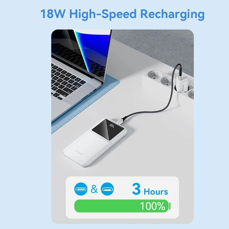 Power Bank USB 10000MAH 22.5W/BLACK FHKB0 Vention