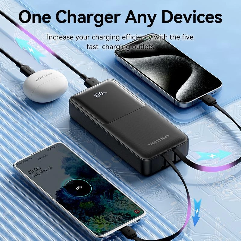 Power Bank USB 20000MAH 22.5W/WHITE FHPW0 Vention