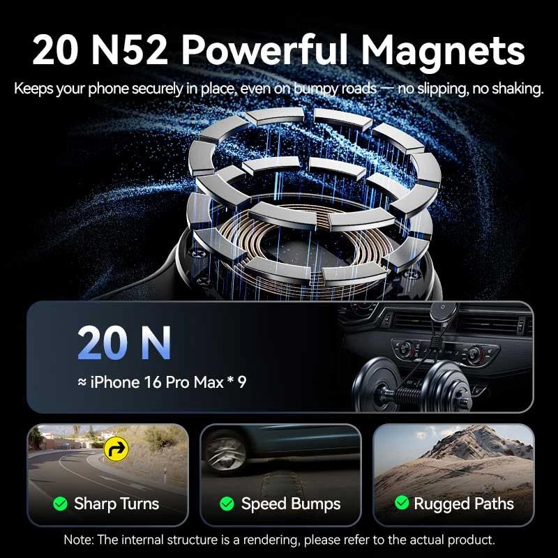 Mobile Charger Car MAGNETIC/WRL Black KSJB0 Vention