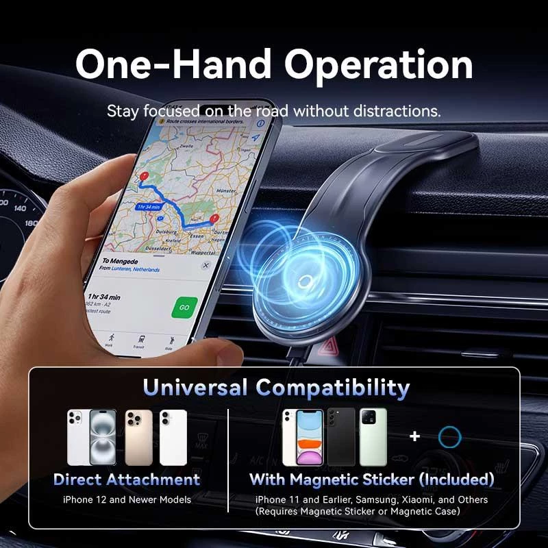 Mobile Charger Car MAGNETIC/WRL Black KSJB0 Vention