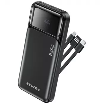 Powerbank Awei PA-91 10000mAh 22,5W PD 2xUSB-C + Cable Black