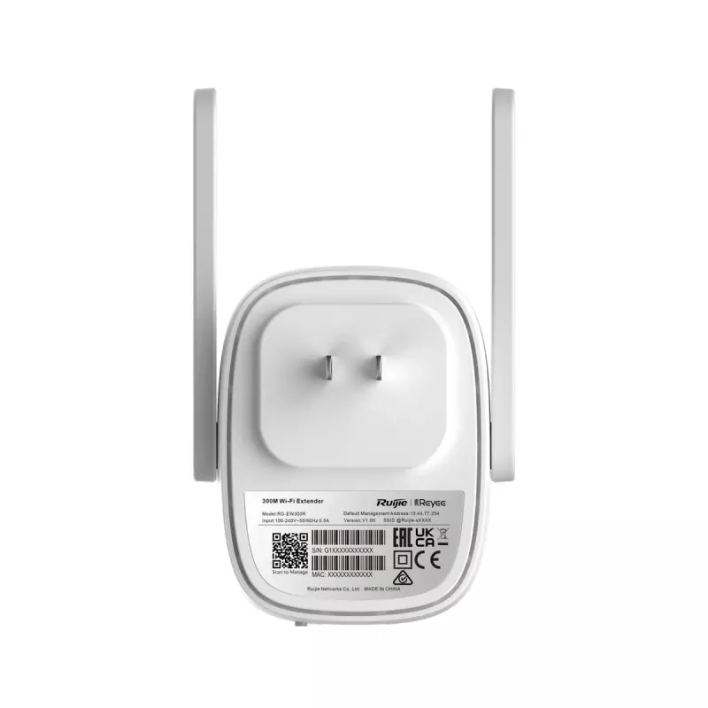 Ruijie RG-EW300R Mesh Wi‑Fi System Single‑band 2.4 GHz Wi‑Fi 4 (802.11n) White 1x External Antenna
