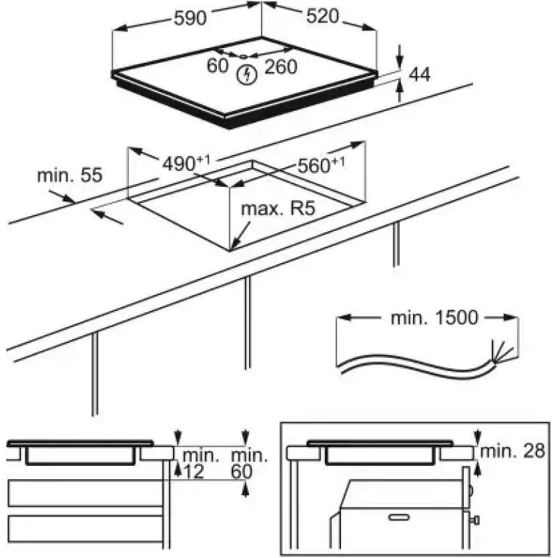 Built-in induction hob Electrolux EIT61443B, 4 zones, touch control