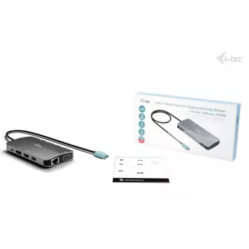 Docking Station ITEC i-tec USB-C Metal Nano 3x Display (DP, HDMI, VGA) with Power Delivery 100 W, 4x USB-A, Gigabit Ethernet