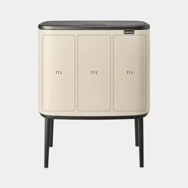 Brabantia Bo Touch Bin 33 L 3 baskets Beige Width 540 mm Depth 312 mm Height 680 mm