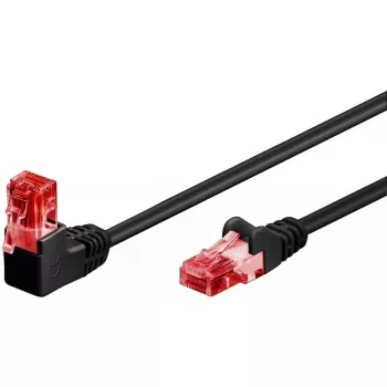 Network patch cable GOOBAY Cat6 0.25 m, U/UTP, RJ-45 to RJ-45, 90° angled, black