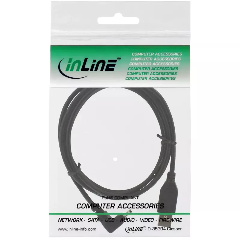 InLine USB 2.0 cable USB A male to Mini-USB B male, 90° up angled connectors, 1.5 m, black