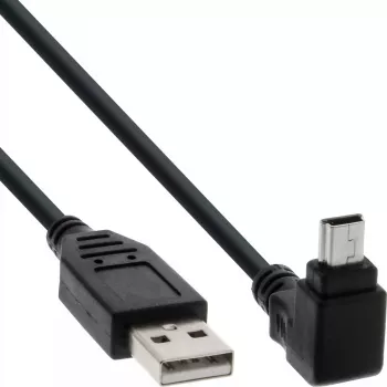 InLine USB 2.0 cable USB A male to Mini-USB B male, 90° up angled connectors, 1.5 m, black