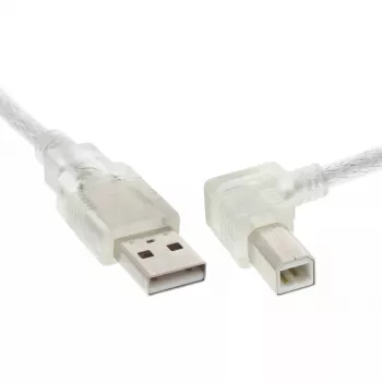 USB 2.0 cable InLine Type A (right-angled) to Type B male, 0.3 m, transparent