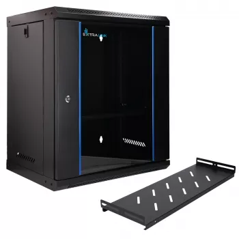 Extralink Lite 12U 530X400 WALL-MOUNTED Rackmount Cabinet Black With Shelf