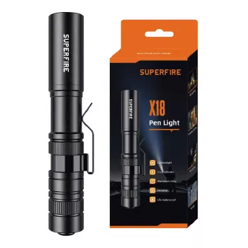 Flashlight Superfire X18 handheld LED torch 55 lm 5 W, compact portable