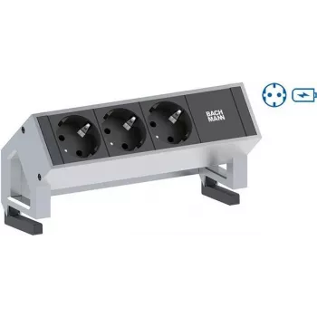 BACHMANN DESK2 1x Grounded Plug 1xUSB Charger Stainless Steel (902.5712)