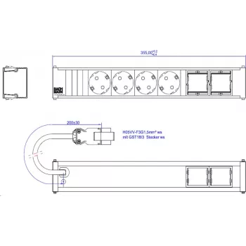 Power strip Bachmann CONI 4x CEE 7/3 912.703 — desktop power distribution with 4 outlets