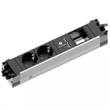 Power Outlet Bachmann STEP ALU 1x USB 1x custom module 2x power outlet